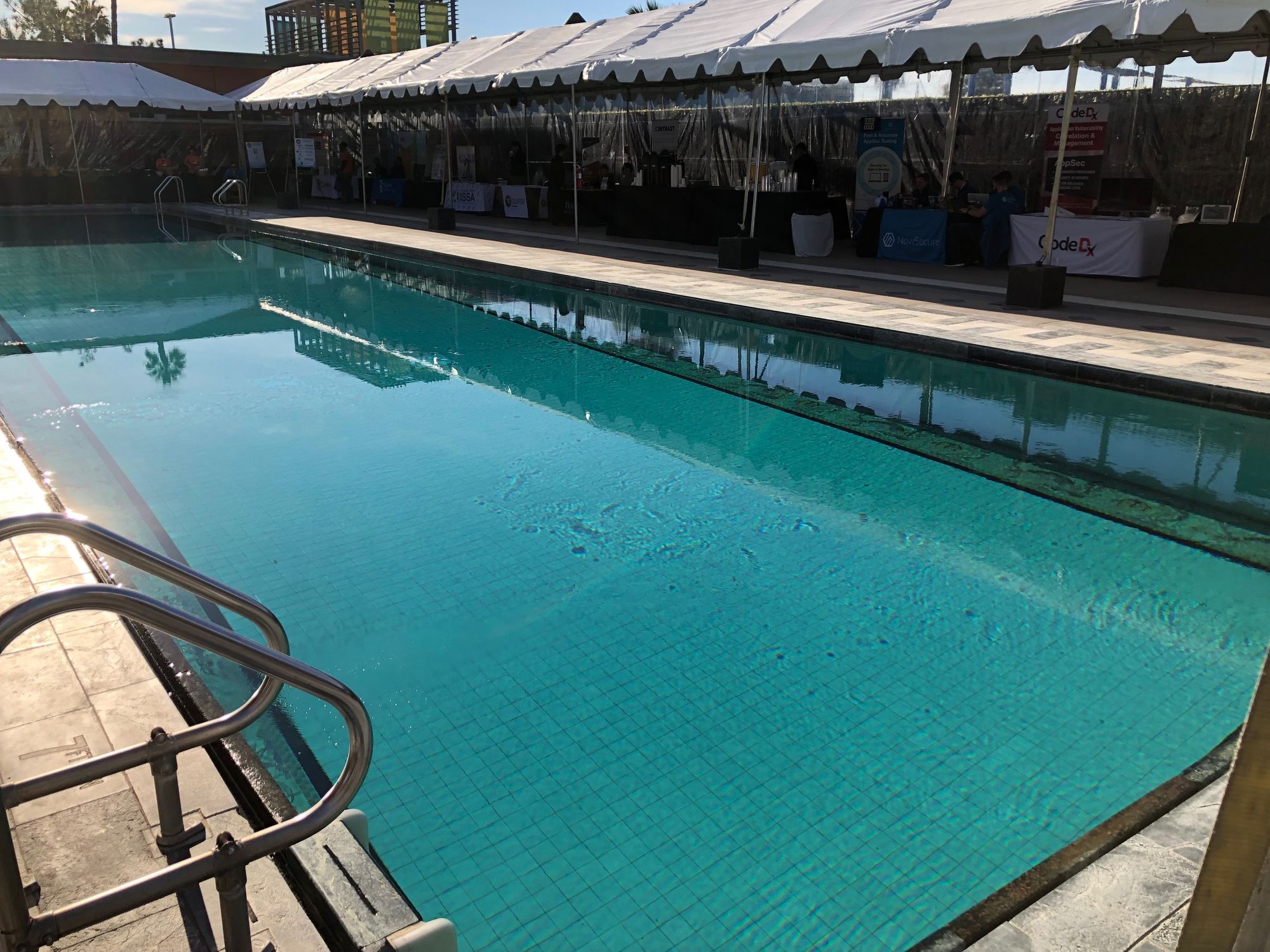 The Annenberg Community Beach House has a nice pool. The vendor booths and lunch were staged around the pool. Photo courtesy from Miguel A. Calles, MBA.